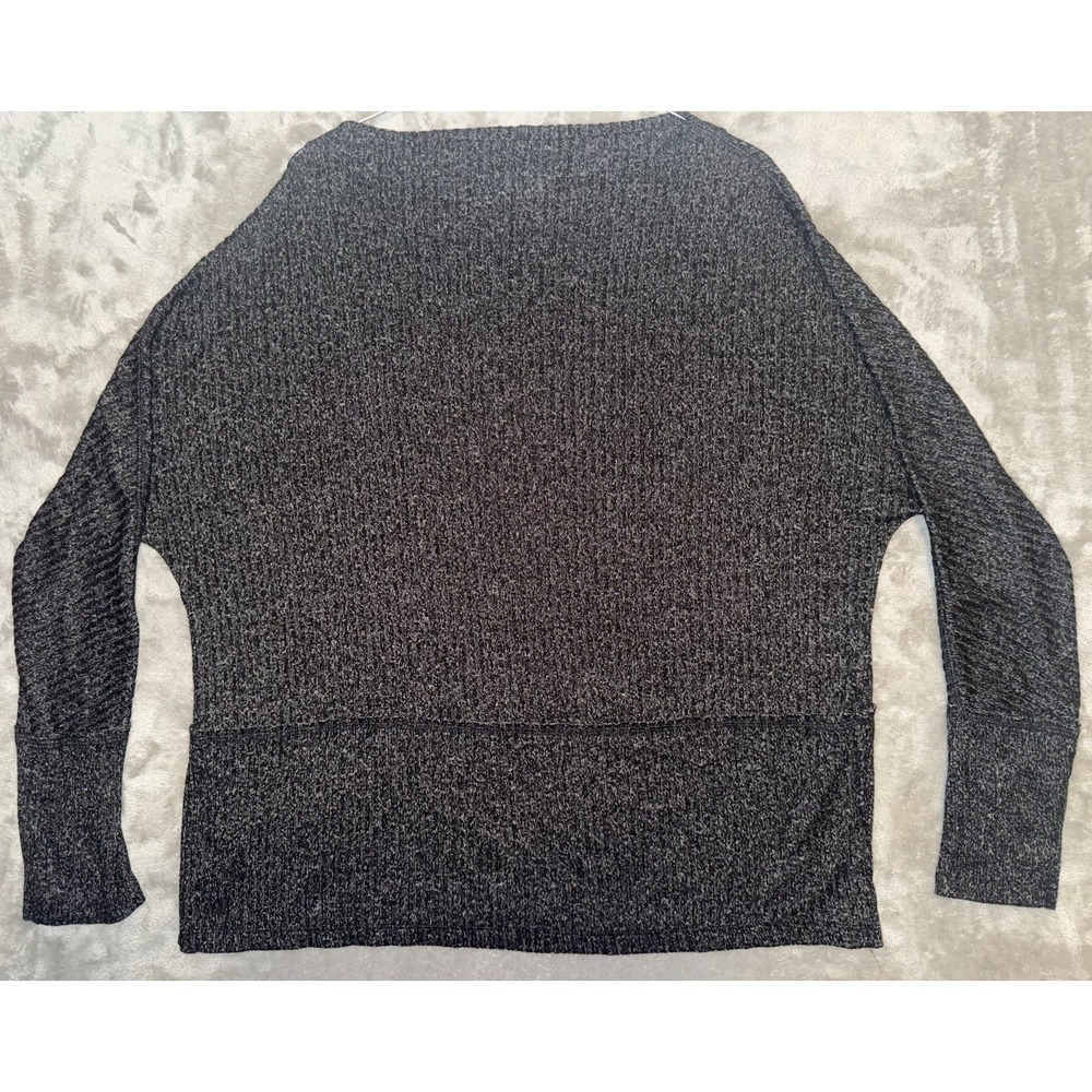 Maurices 24/7 Top Women's Dolman Sleeve Rib Knit Rayon Charcoal Black Gray Small